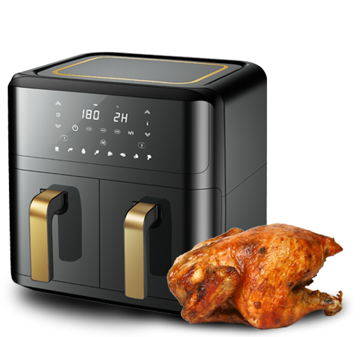 DH-801A DUAL DOPPELKORB GROßES FASSUNGSVERMÖGEN 15L MULTIFUNKTIONAL NO OIL SMART LED DISPLAY AIR FRYER OFEN